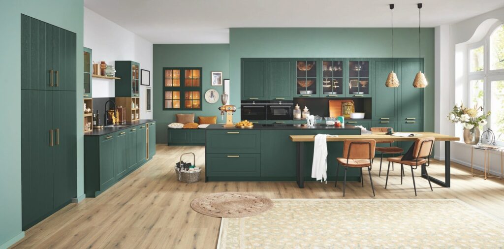 Ballerina Green Shaker Open Plan Kitchen | Totally Kitchens, Southampton